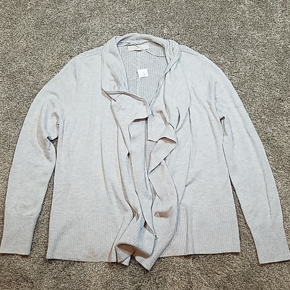 LOFT Sweaters - Loft Open Front Knit Cardigan Light Gray Sz L